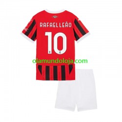Camisola AC Milan Rafael Leao 10 Criança Equipamento Primeiro 2024-2025 Manga Curta